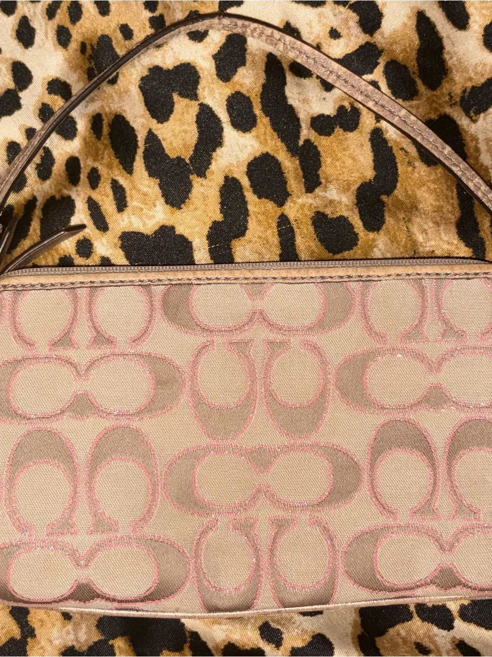Coach Beige and Pink Signature wallet